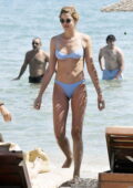 Ana Beatriz Barros slips into a light blue bikini as she enjoys the beach while on holiday in Mykonos, Greece