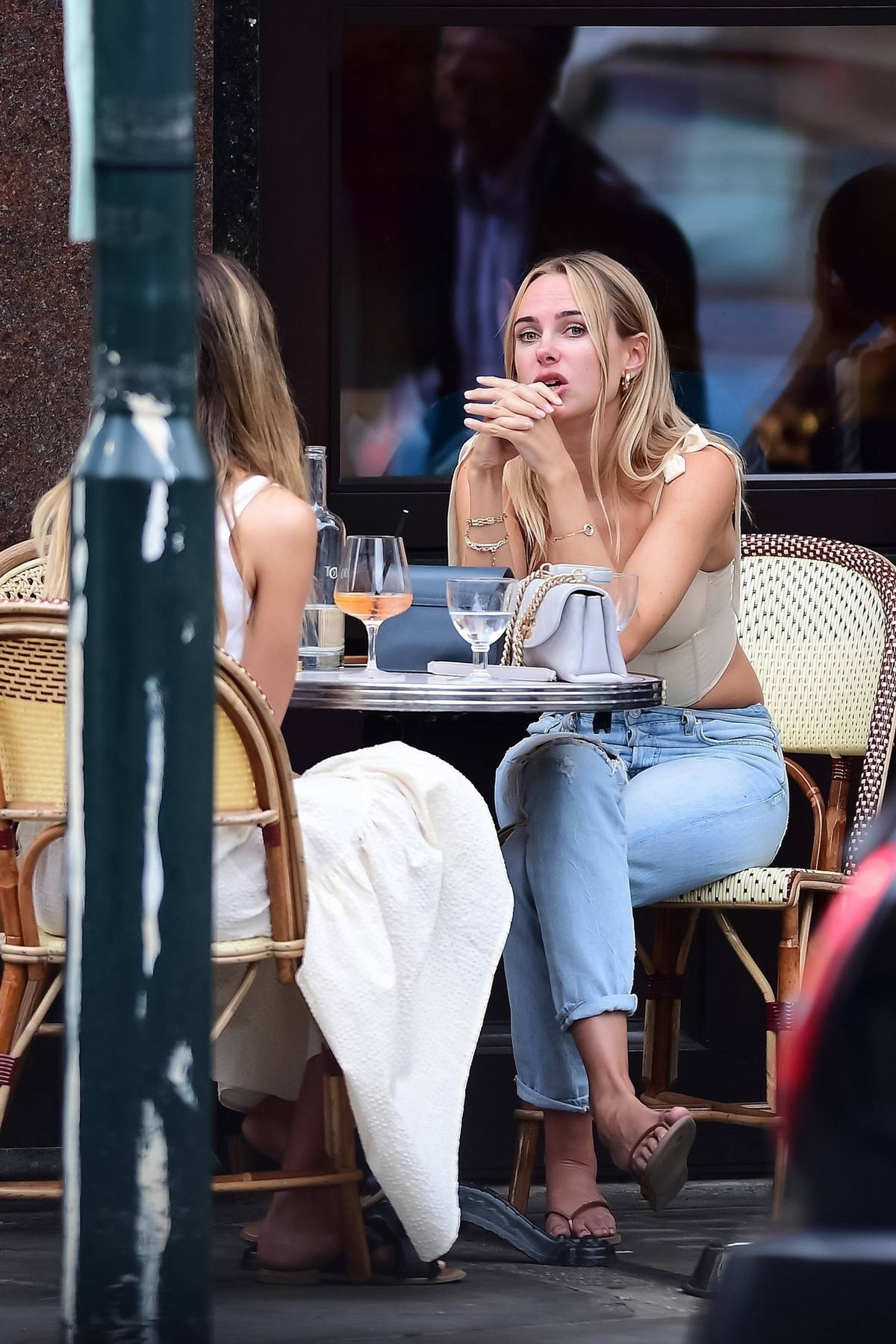 kimberley garner shows off her toned figure in a beige corset while ...