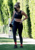 Rita Ora shows off her taut physique in all-black sports bra and leggings while leaving Pilates in West Hollywood, California