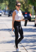 Sara Sampaio rocks a white crop top and leggings for her Pilates session in  West Hollywood, California