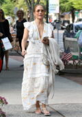 Jennifer Lopez wears a plunging summer dress while out shopping in The Hampton, New York