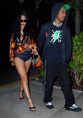 Rihanna and A$AP Rocky go hand in hand during a date night in Miami, Florida