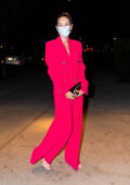 Dylan Penn looks striking in a hot pink suit as she steps out with her father Sean Penn in Tribeca, New York City