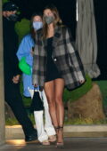 Hailey Bieber puts on a leggy display as she leaves dinner at Nobu in Malibu, California