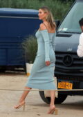 Karlie Kloss stuns in a light blue dress while attending Drink 818 launch party in The Hamptons, New York