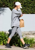Natalie Portman dons a grey sweatshirt with matching leggings while out in Sydney, Australia