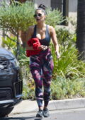 Nicole Scherzinger shows off her taut physique in sports bra and leggings while leaving a training session in Hollywood, California