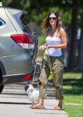 Rachel Bilson takes her new dog out on a walk in Studio City, California
