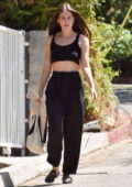 Scout Willis displays her flat midriff in a tiny crop top while visiting a friend in Los Feliz, California