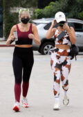 Vanessa Hudgens sports cow-print crop top and leggings as she hits the gym  with BFF GG Magree in Los Angeles