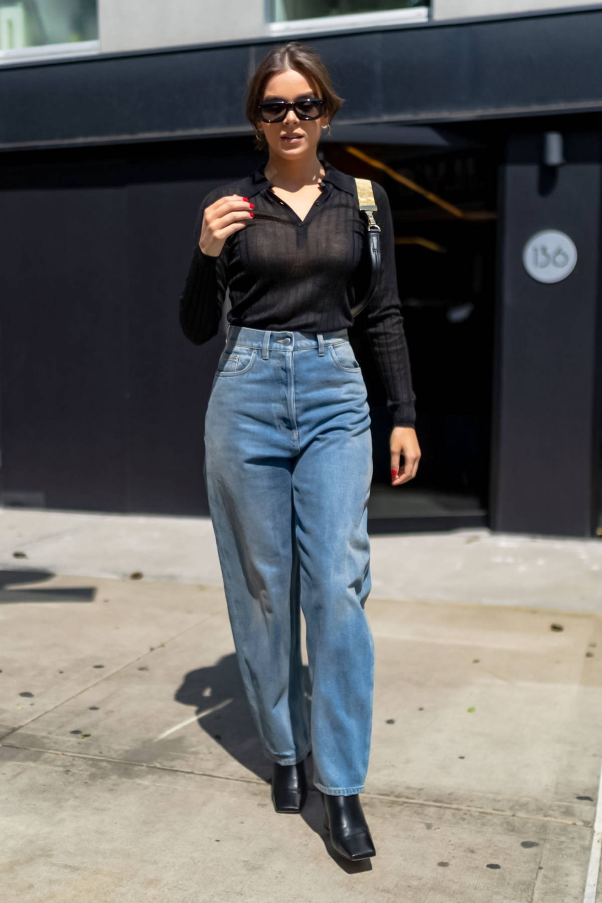 hailee steinfeld looks fab in a black top and jeans while out in soho ...