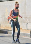 Olivia Wilde shows off her perfectly toned figure in a sports bra and leggings  while leaving a gym in Silverlake, California