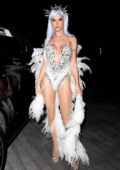 Alessandra Ambrosia dazzles in her extravagant costume as she attends the CARN-EVIL Halloween Party in Bel Air, California