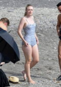 Dakota Fanning spotted in a checkered blue bathing suit while filming 'Ripley' on the Amalfi Coast, Italy