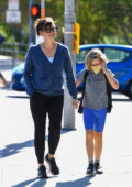 Jennifer Garner picks up her son from school before dropping him off at his swimming class in Brentwood, California