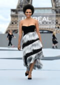 Kat Graham walks the runway for the Le Defile L'Oreal Paris 2021 Show during Paris Fashion Week in Paris, France
