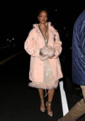 Rihanna looks pretty in Pink while out for dinner at Giorgio Baldi restaurant in Santa Monica, California