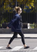 Jennifer Lawrence shows her growing baby bump in casual jacket and leggings  while out in New