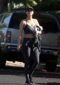 Victoria Justice displays her taut figure in sports bra and leggings while leaving a workout session in Los Angeles