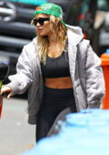rita ora rocks a louis vuitton hoodie with black crop top and leggings as  she hits the gym in sydney, australia-101221_13