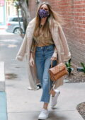 Sofia Vergara looks stylish in a shearling coat paired with denim and sneakers while out running errands in Beverly Hills, California
