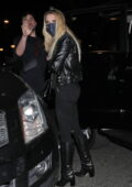 Ashley Benson tries to avoid the cameras while leaving Delilah with friends in West Hollywood, California