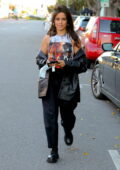 Eva Longoria sports a form-fitting black top with leggings while out  running errands in Beverly