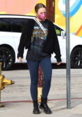 Kristen Bell keeps it casual in sweatshirt and leggings while running errands in Los Feliz, California