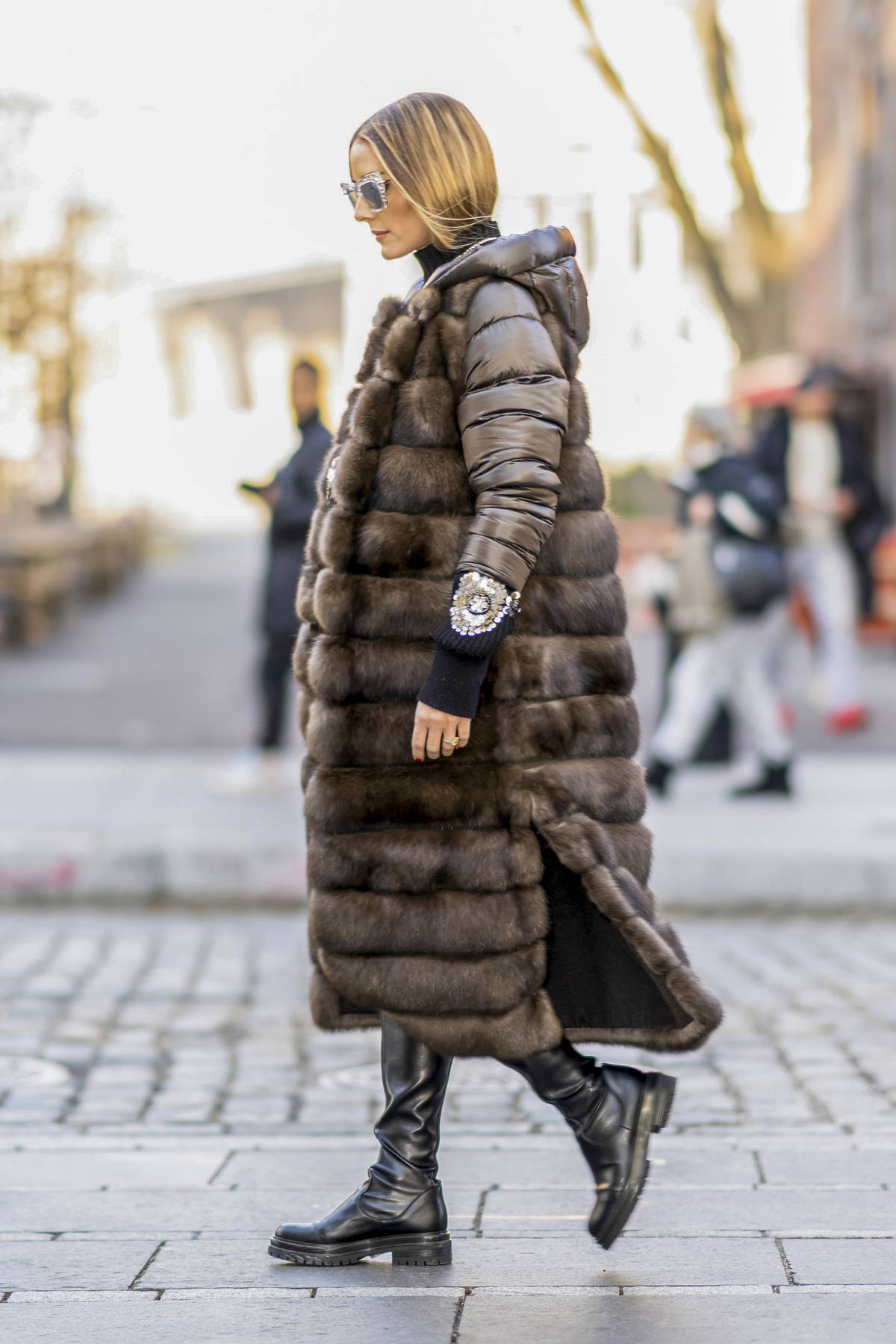 Olivia Palermo looks stylish in MooRER parka with leather pants while  stepping out in snowy New