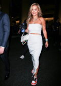 Rita Ora looks fab in white as she leaves after Super Bowl LVI at SoFi Stadium in Inglewood, California