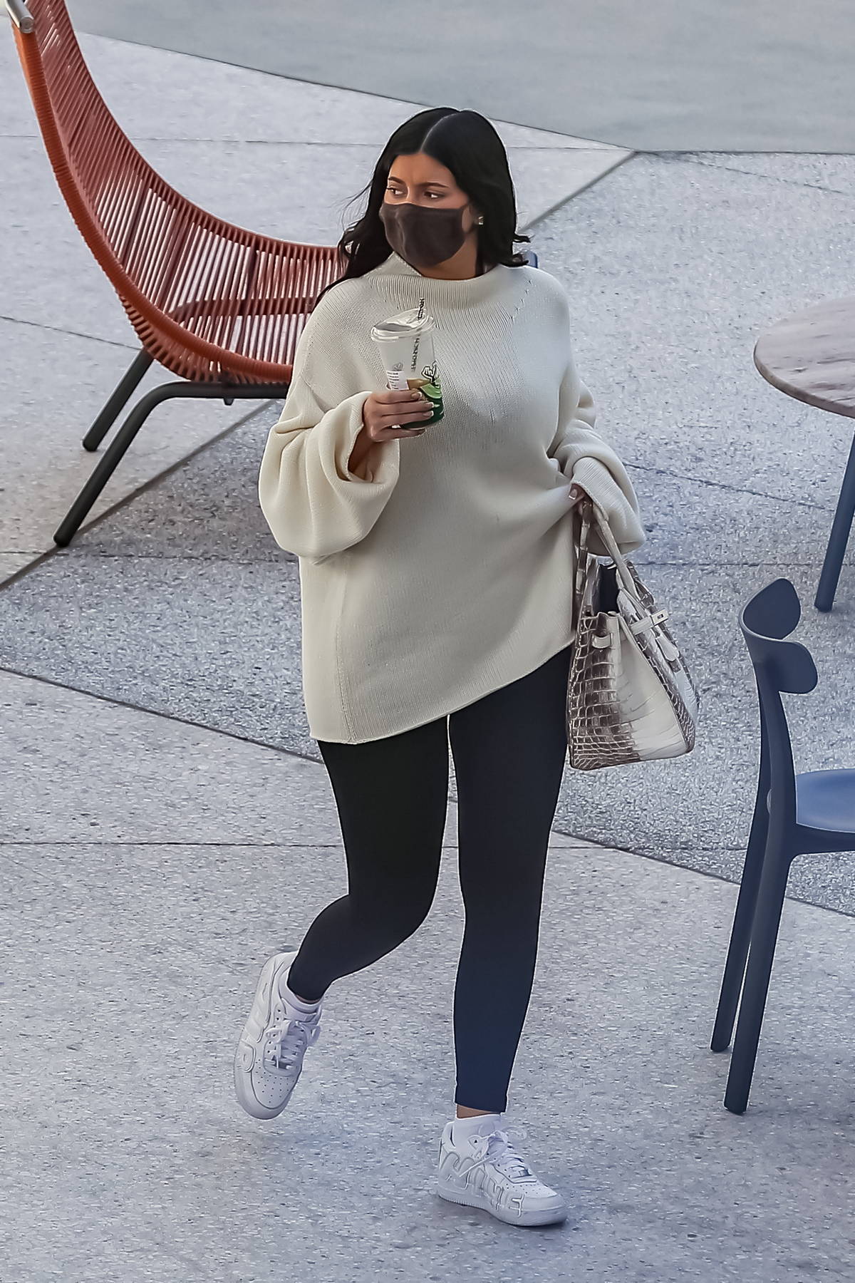 kylie jenner keeps it cozy in an oversized sweater and leggings