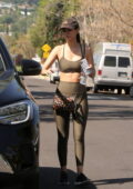 Victoria Justice shows off her svelte figure in olive green sports bra and leggings while leaving a workout in Los Angeles