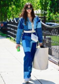 Sara Sampaio rocks patchwork denim as she leaves the Infinity House L.A event in West Hollywood, California