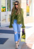 Sofia Vergara wears a green tweed jacket as she arrives for AGT taping in Pasadena, California