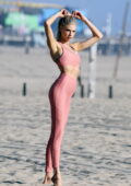Charlotte McKinney poses for bikini photos on cold LA beach