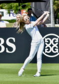 Kathryn Newton plays at the IWC Schaffhausen Big Pilot Golf Challenge in Miami, Florida