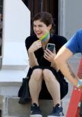 Alexandra Daddario is all smiles while spotted on the set of 'The Mayfair Witches' in New Orleans