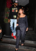 Jordyn Woods is all smiles during a late dinner with Karl Anthony Towns at Catch LA in West Hollywood, California