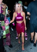 Megan Fox dazzles in hot pink as she and Machine Gun Kelly arrive at Catch NYC in New York City