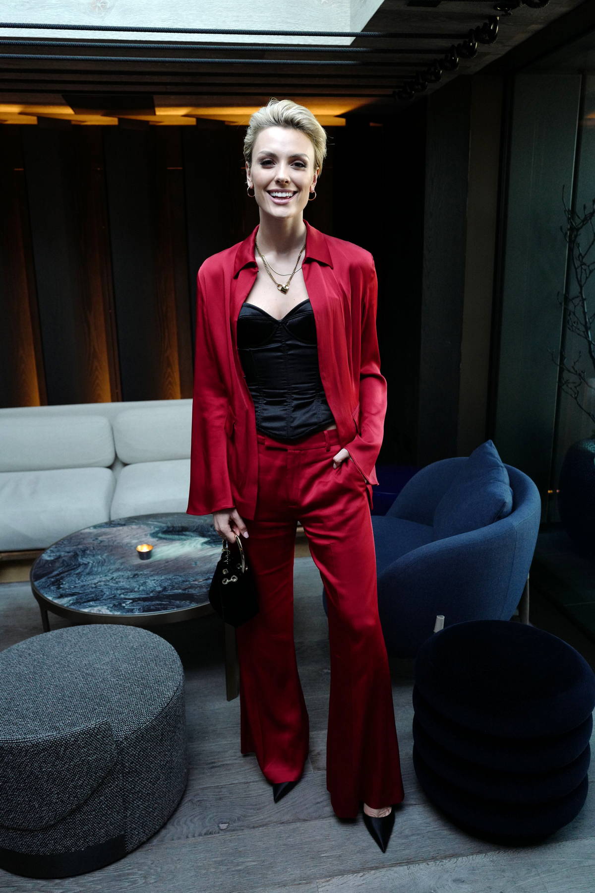 Wallis Day attends the GQ x BFC Designer Fashion Fund 2022 event at The Londoner Hotel in London, UK