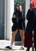 Addison Rae dons a black hoodie while stepping out with boyfriend Omer Fedi in Los Angeles