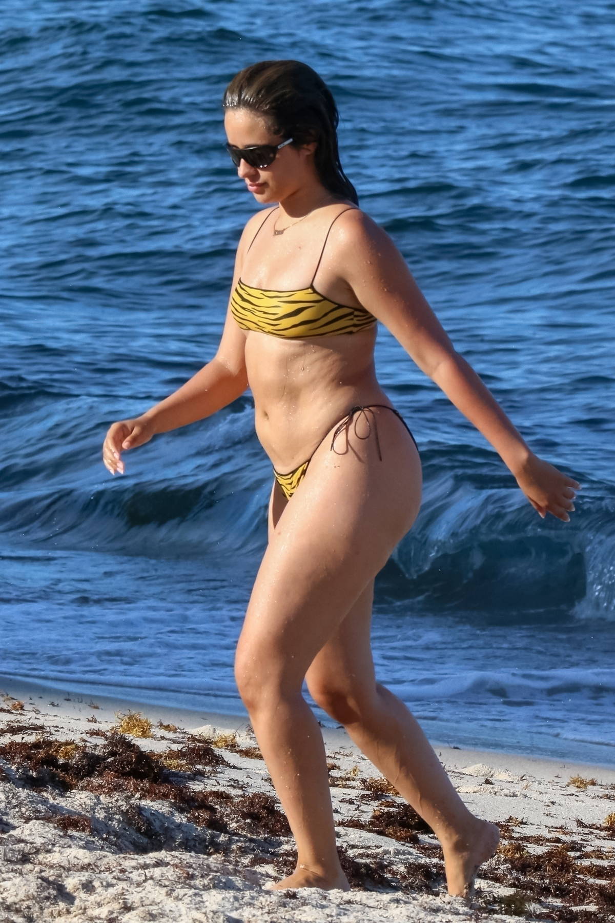 camila cabello shows off her curvy figure in an animal print bikini as she  hits the beach in coral gables, florida-080722_30
