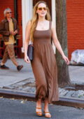 Jennifer Lawrence looks amazing in a long brown dress while stepping out for lunch at Café Cluny in New York City