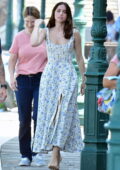 Ana de Armas looks radiant in a floral print summer dress while out for sightseeing with her family in Venice, Italy