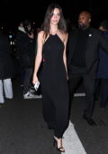 Emily Ratajkowski looks amazing in a black dress as she leaves a fashion show during Paris Fashion Week in Paris, France