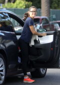 Jennifer Garner gets a lift from a friend after her daily workout routine in Brentwood, California