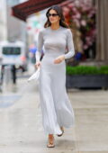 Kendall Jenner looks gorgeous in a long grey dress while attending the Khaite Spring 2023 Show during NYFW in New York City