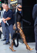 Kim Kardashian puts on a stylish display in animal print pants as she arrives at 'Good Morning America' in New York City