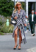 Nicky Hilton looks stunning in a striped dress while attending the Monse fashion show during NYFW in New York City