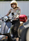 paris jackson takes her vespa for a ride to meet a friend for lunch in  santa monica, california-060822_12